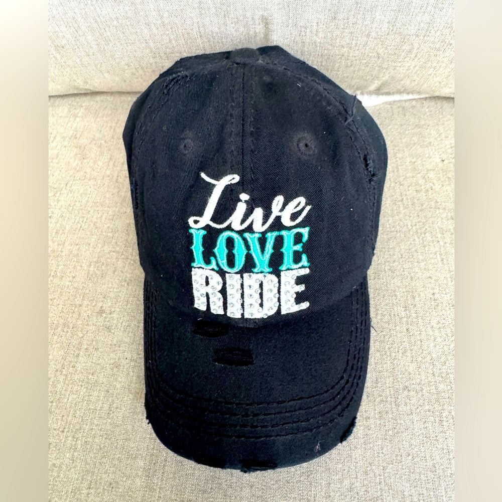 Kbethos Vintage, Live Love Ride, Black, Adjustable, Hat